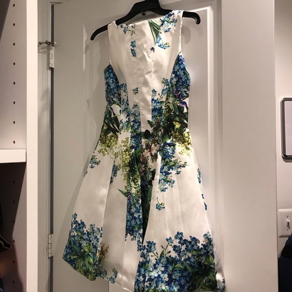 Blue floral short cocktail dress scuba neoprene - Picture 6 of 6